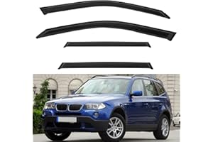 LQQDP 4pcs Front+Rear Smoke Tint Sun/Rain Guard Outside Mount Tape-On Vent Window Visors Compatible with 04-10 BMW X3 E83