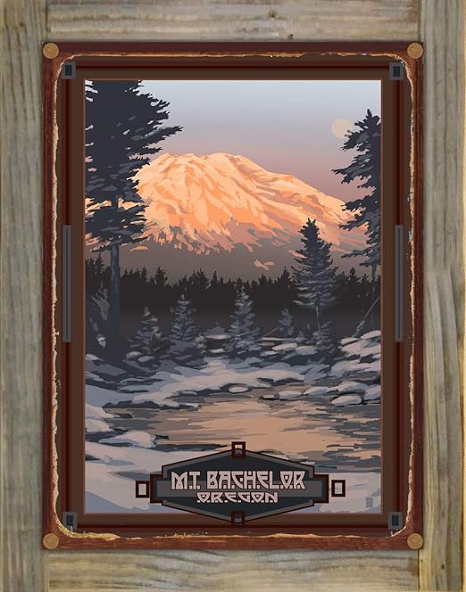 Amazon Com Northwest Art Mall Mt Bachelor Oregon Rustic Metal