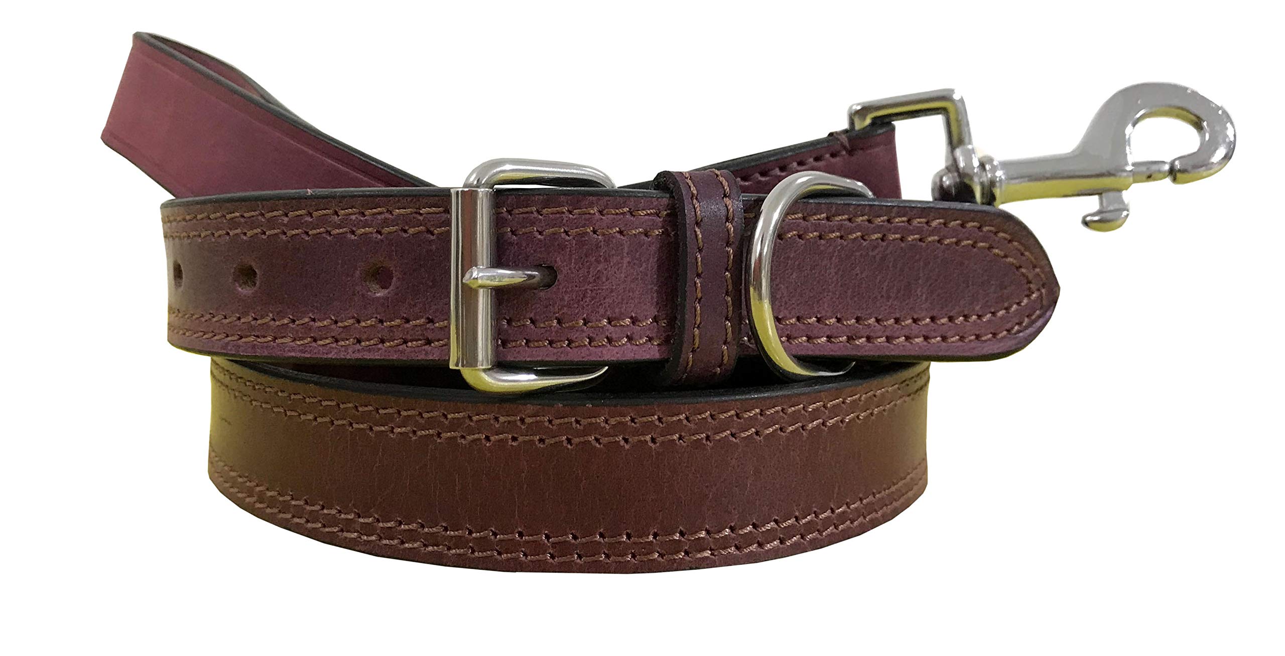 BRADLEY CROMPTON Genuine Leather Matching Pair Dog Collar and Lead Set L