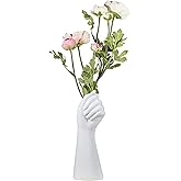OYMOMYO Human Body Ceramic Hand Vase, Arm Body Shaped Small Flower vase Modern Aesthetic Decorative White Ceramic vases for H
