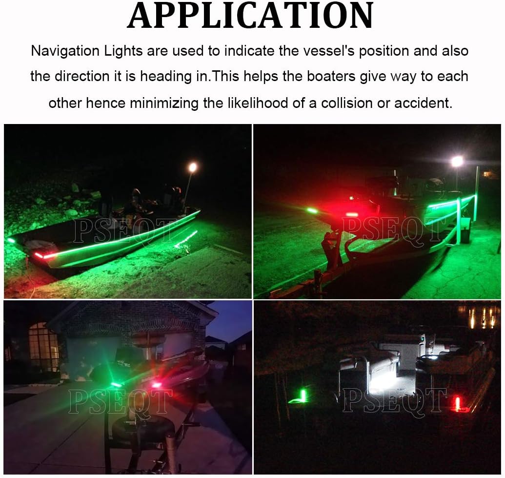 PSEQT Boat Navigation Lights Bow Stern Red Green Marine Led Strip for Yacht Kayak Fishing Pontoon Sailboat Bass Boat Vessel DC 12V-24V: Automotive