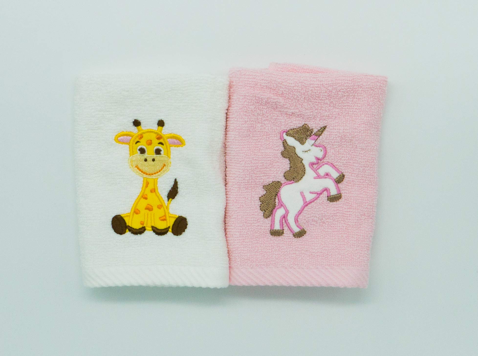 Lex's Linens Pack of 2 Kids Face Cloth (1 of Each) (Giraffe & Unicorn) — image 1