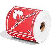 4" X 4" Hazard Class 3 Flammable Liquid Warning Labels (500 Labels) | (500 Stickers, 1 Roll) Water-Resistant Hazmat Shipping and Handling Labels With Permanent Adhesive - Aegis Adhesives