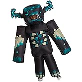 Disguise Minecraft Warden Inflatable Costume, Official Minecraft Inflating Jumpsuit with Air Inflating Fan, Child Size