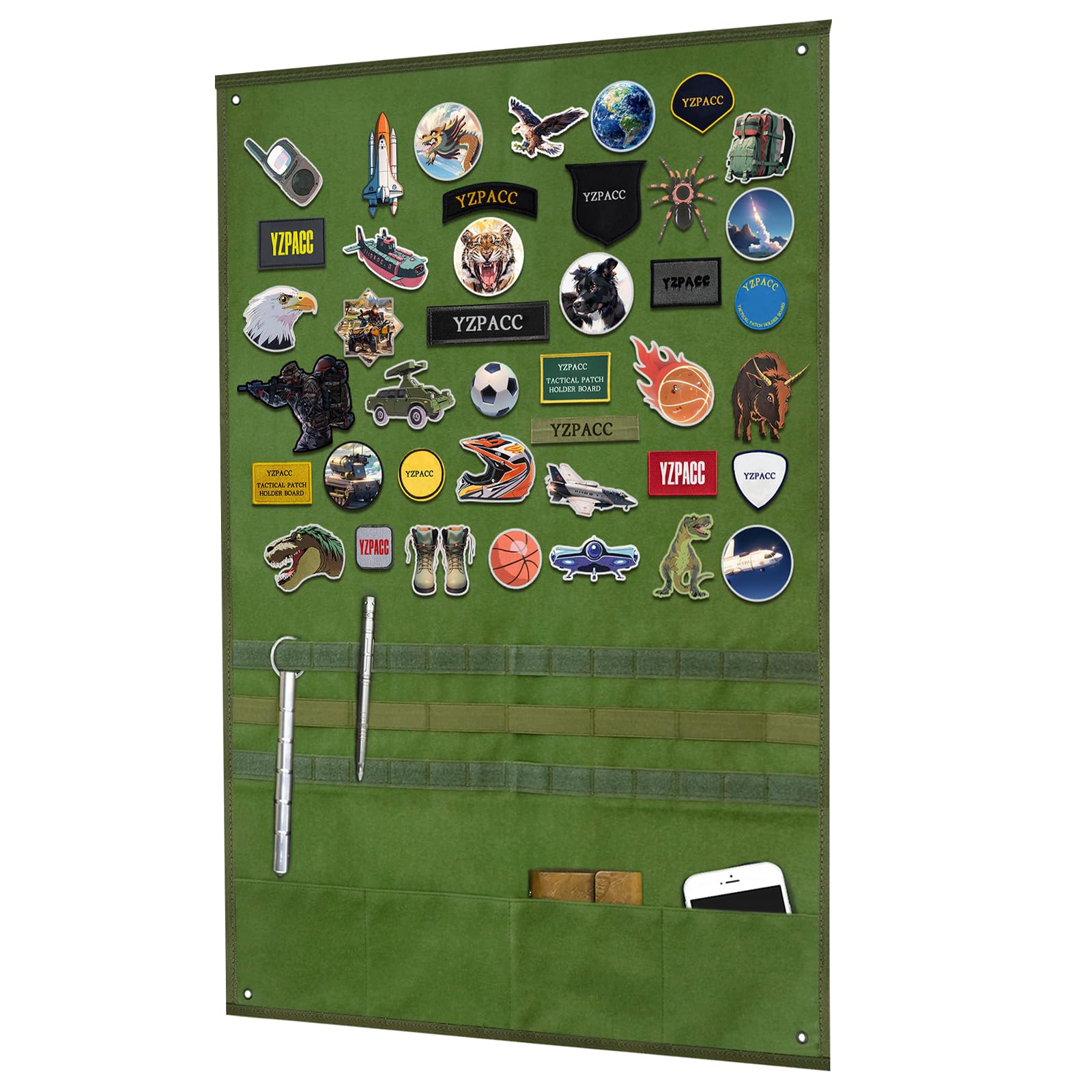 Yzpacc Tactical Patch Display Board, Loop-Surface Foldable Combat Morale Military Patch Hang Holder Panel for Military Army