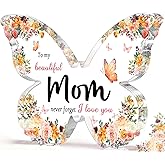 Loouanzz Gifts for Mom - Butterfly Shaped Decorative Acrylic Plaque for Mom from Daughter, Mothers Day Christmas Gifts