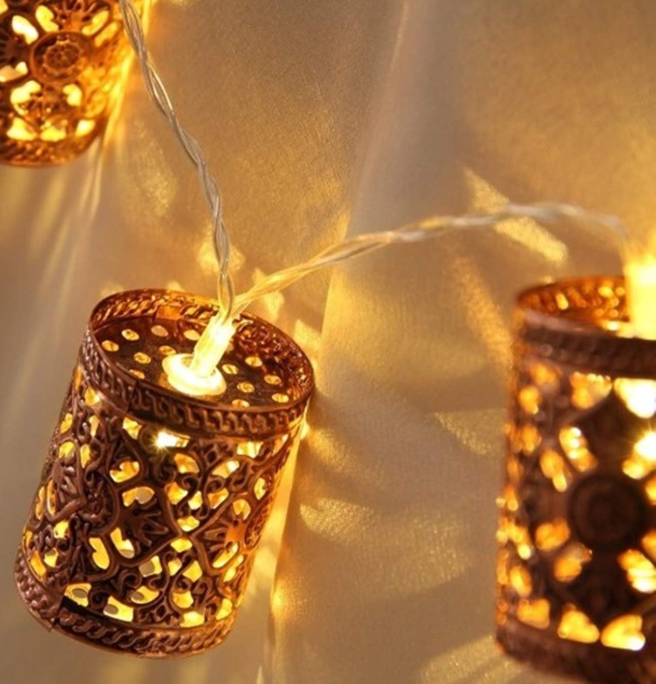 1 Set Steel Retro Round Lantern Led Night Lights Fairy