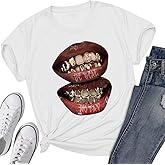 Yicool Women's Lips Graphic Tee Y2k 90s T Shirts 2000s Trendy Tops Summer Personalized Vintage Clothes