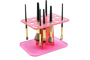 CAIRIAC Acrylic Brush Holder, 26 Slots Drying Holder Rack, Makeup Brush Storage Organizer for Hanging, Display Stand Upside D