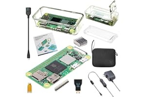 Vilros Raspberry Pi Zero 2 W Basic Starter Kit with Muti Purpose ABS Case -Incudes Pi Zero 2 W Board, Multi Use Case, Power Supply, HDMI-USB Adapters and More (Clear Transparent)