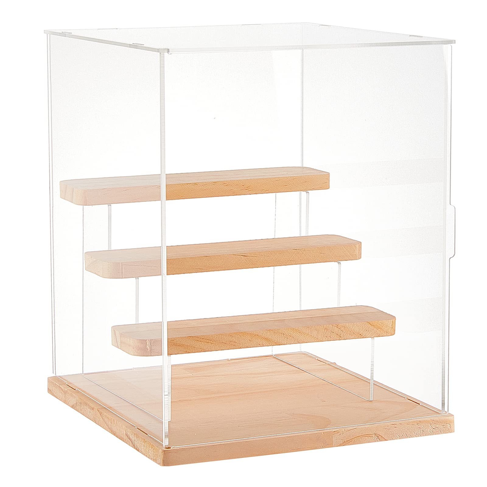 NBEADS 3 Tier Clear Acrylic Display Case, Figures Display Boxes Countertop Box Storage Cube Organizer Dustproof Protection Showcase for Action Pop Figures Collectibles, 23.5x22x27cm