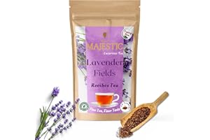 Majestic Tea_ LAVENDER FIELDS| Pure Rooibos Tea | Naturally Decaf |100% Natural Ingredient, Non-GMO| Pyramid Teabags Premium 