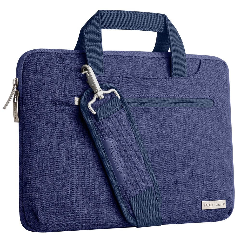 TECHGEAR 11-12.3 inch Blue Laptop Case - 4-in-1 Convertible Design, Classic Handbag for Adults, Unisex - 3 Compartments, 2 Pockets, Shoulder Strap — image 1