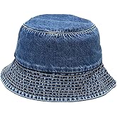Umeepar Unisex Cotton Packable Denim Bucket Hat Beach Sun Hat for Men Women