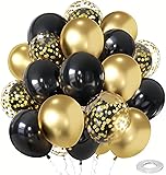 Black and Gold Confetti Balloons, 50 Pack Gold