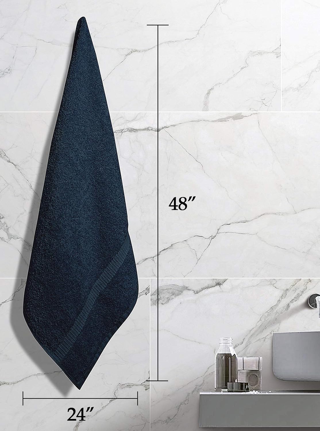 Bath Towel 100% Ring Spun Cotton Grey 24"x48" Pack of 6 Hotel and Spa Quality Home Gym Medium Towel Bathroom Set Towels for Bathroom Highly Absorbent Quick Dry Luxury Towel Set: Kitchen & Dining