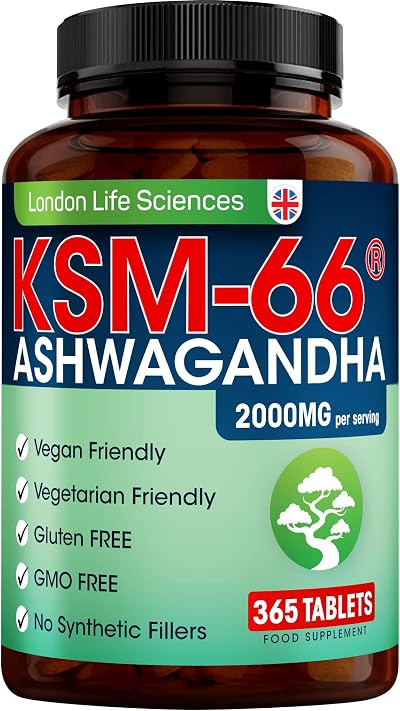 London Life Sciences KSM-66 Ashwagandha 2000mg Vegan 365 Tablets UK Supplier