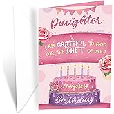 Prime Greetings Religious Birthday Card For Daughter, Made in America, Eco-Friendly, Thick Card Stock with Premium Envelope 5in x 7.75in, Packaged in Protective Mailer