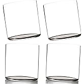 Amehla Ultra Thin Cocktail Glasses 12-ounce Double Old Fashioned Whiskey Glasses - Minimalist H20 Water Drinking Glass - (4)