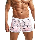 MIZOK Mens Quick Dry Square Leg Swim Shorts Boxer Brief Beach Swimsuit Trunk
