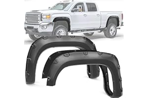 YITAMOTOR Fender Flares Kit Compatible with 2007-2013 GMC Sierra 1500 6.5' & 8' Bed (NOT for Short Bed), Smooth Black Finish Pocket Rivet Style