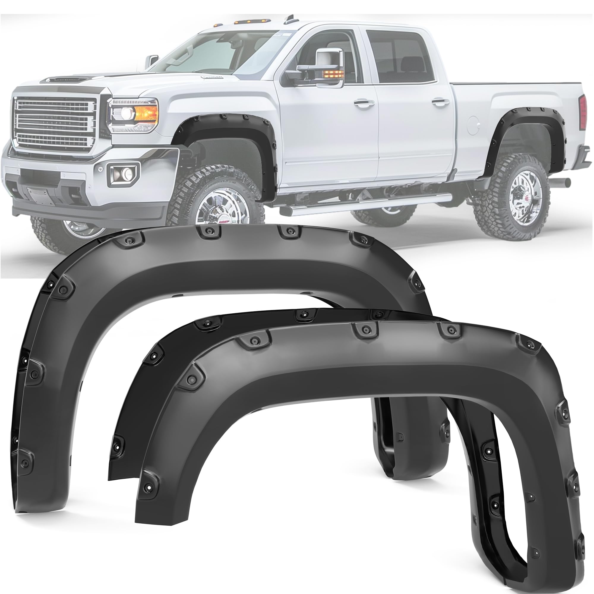 Photo 1 of YITAMOTOR Fender Flares Kit Compatible with 2007-2013 GMC Sierra 1500 6.5' & 8' Bed (NOT for Short Bed), Smooth Black Finish Pocket Rivet Style