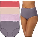 ELLEN TRACY Women’s Full Brief Panties Breathable Seamless Underwear 4-Pack Multipack (Regular & Plus Size)