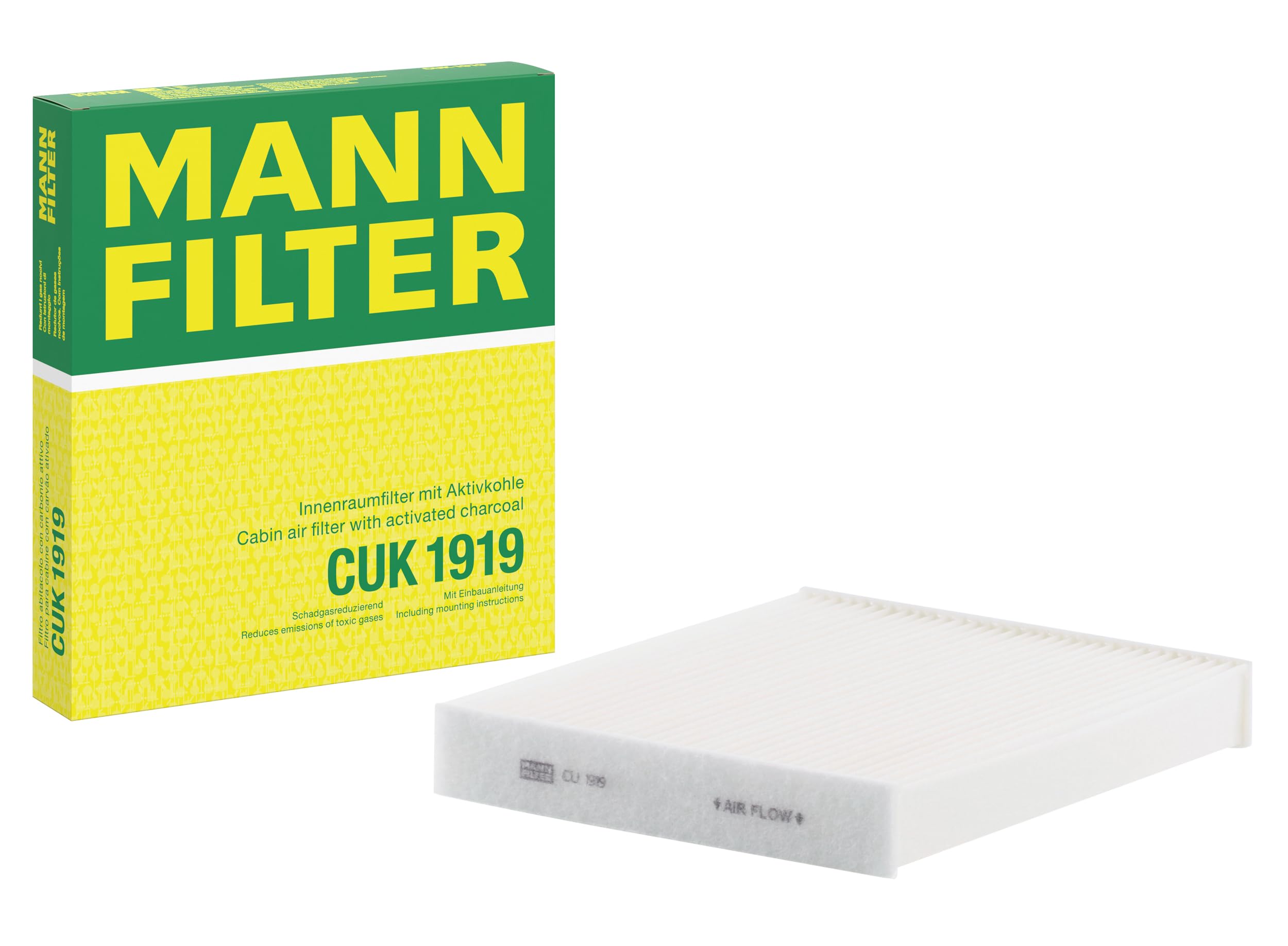 MANN-FILTER CUK 1919 Cabin Air Filter - Pollen Filter with Activated Carbon - for Cars + Transporters