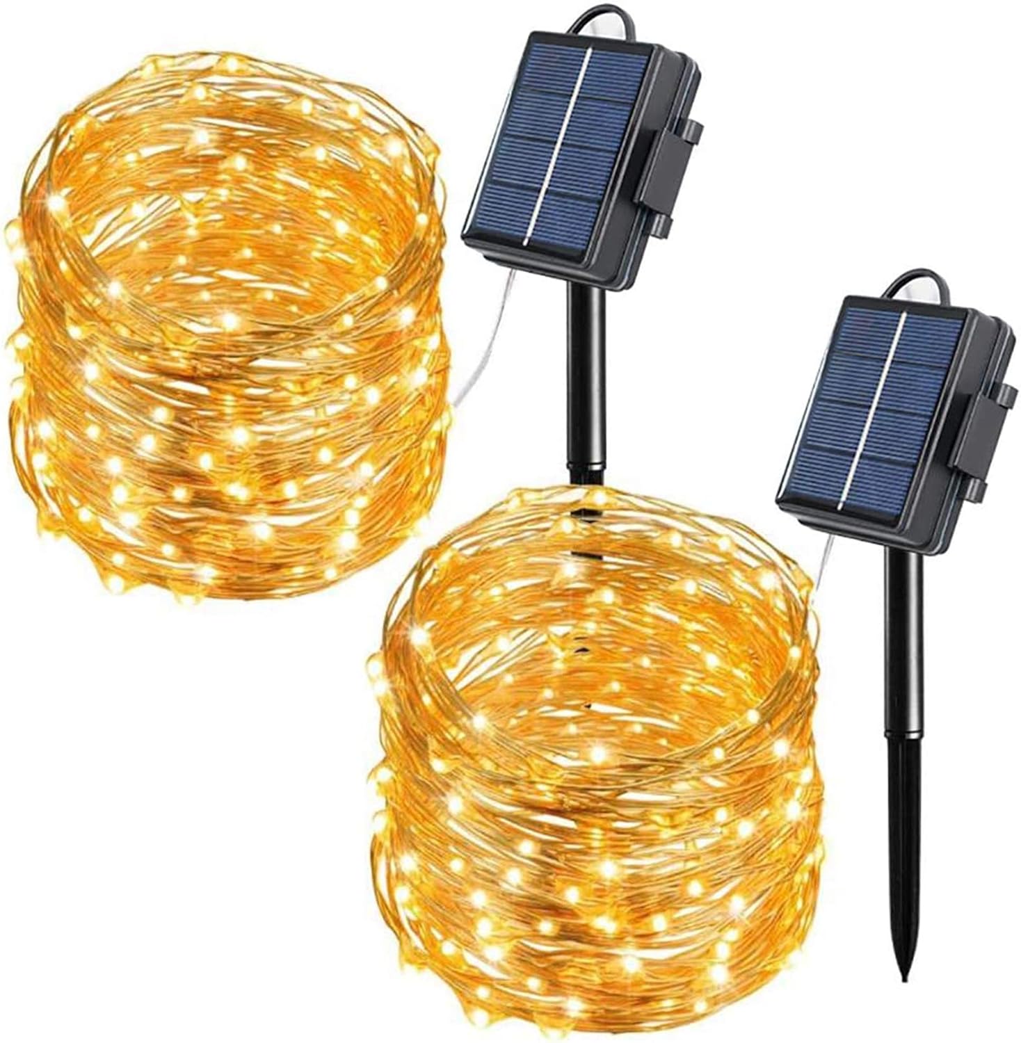 2 Pack Solar String Lights,100 LED 10M/33ft 8 Modes Solar Fairy Lights, Waterproof Solar Powered Lights for Home Garden Patio Window Yard Party Wedding Christmas Indoor Outdoor Lighting Decoration Use