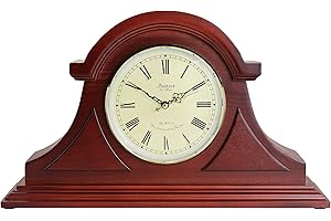 Bedford Clock Collection Redwood Tambour Mantel Clock with Chimes