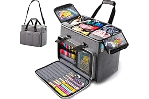 MYBAGZING Knitting Bag, Large Yarn Storage Organizer, Crochet Bags and Totes, Yarn Bags for Crocheting, Yarn Holder Case for Knitting Needles, Crochet Hooks, Knitting Accessories, Unfinished Project, Grey.