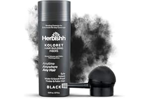 Herbishh Koloret Hair Building Fibers – Black Powder for Sparse Hair, Instant Bald Spot Cover Up & Root Concealer – Sweat-Pro