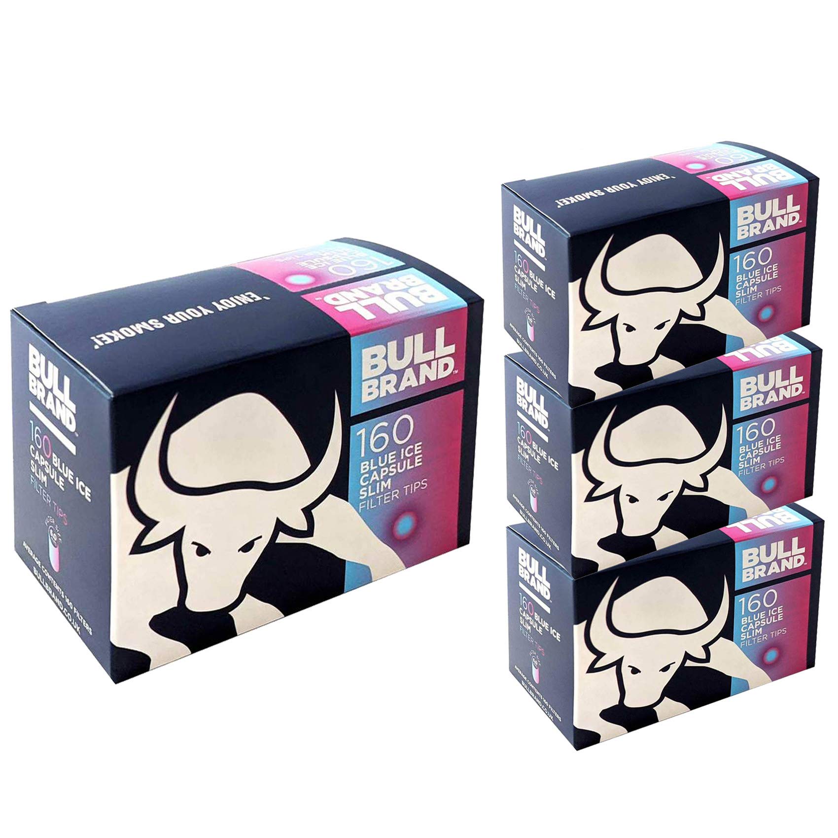 SA 160-3200 x BULL Brand BERRY & MENTHOL Cigarette CRUSHBALL Smoking BLUE ICE Capsule Tobacco Fusion 6mm SLIM Filter Tips UK (10 x Packs BLUE ICE (1600 CRUSHBALL Tips))