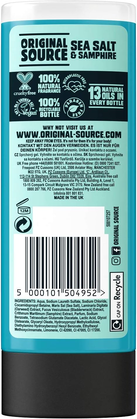 Original Source Sea Salt and Samphire Vegan Shower Gel, 100 Percent Natural Fragrance, Vegan, Cruelty Free, Paraben Free - Image 3