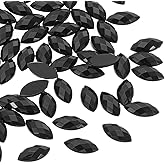PATIKIL Marquise Gems, 300 Pcs 10x5mm Acrylic Rhinestones Flat Back Navette Horse Eye Crystal Gems for Jewelry Making DIY Craft, Black