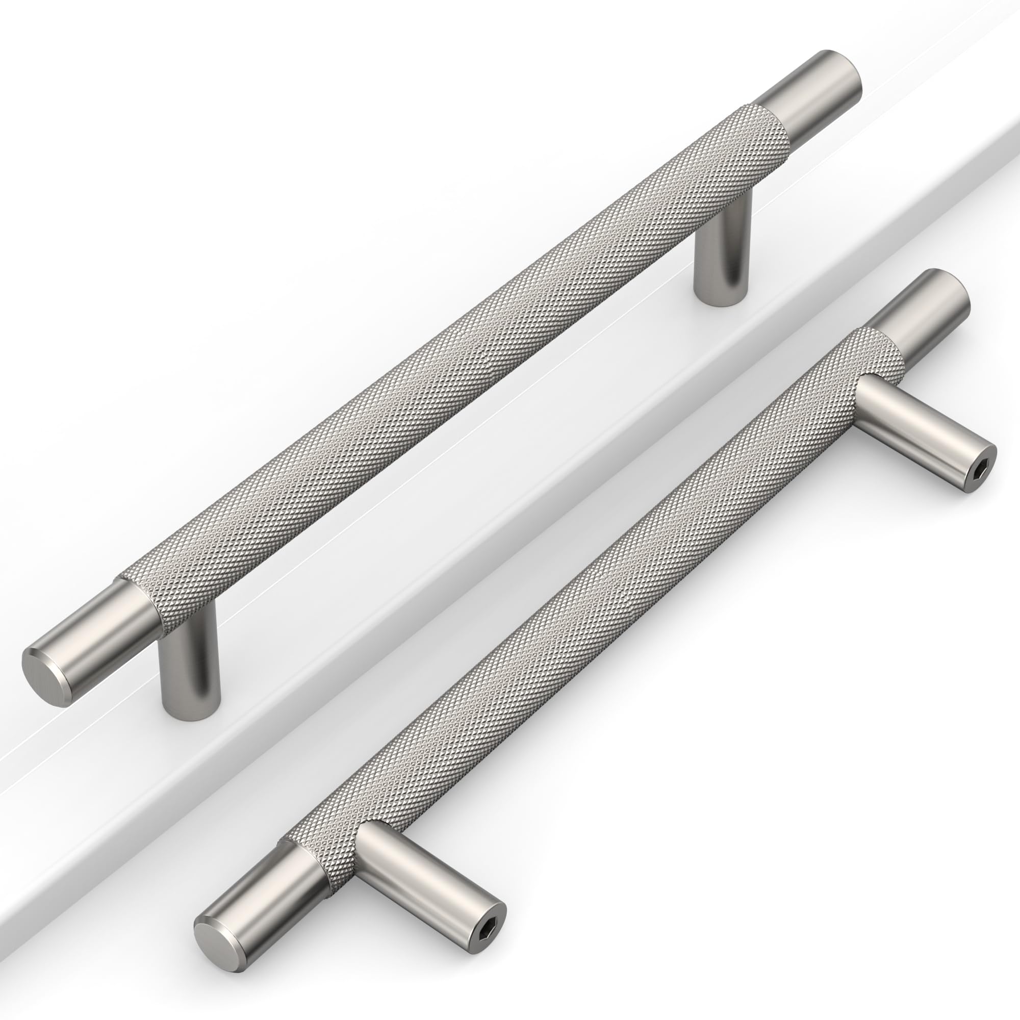 Photo 1 of Coinkoly 10 Pack 5"(128mm) Satin Nickel Cabinet Pulls Knurled Kitchen Cabinet Handles Brushed Nickel Drawer Pulls Cupboard Hardware for Cabinets CK0088