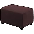 H.VERSAILTEX Ottoman Cover Slipcover Rectangle Fit Length 33'-38' Footrest Sofa Slipcovers Stool Cover Footstool Protector Covers Feature Stretch Thick Jacquard Fabric Removable Washable - Chocolate