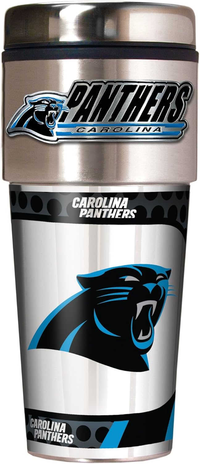 Great American Products NFL Metallic Travel Tumbler, Stainless Steel and Black Vinyl, 16-Ounce
