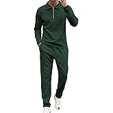 Babioboa Men's Polo sweatsuit Sets 1/4 Zip Fashion Casual Tracksuits jogging long Sleeve Polo Suit for Men 2 Piece Set