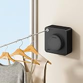 UpChoNice Retractable Clothesline Indoor Outdoor 16.2Ft Non-Sag(1, Black) | Stainless Steel Heavy Duty Design Laundry Wash Line with Wall Mounted, Space-Saving Drying Rack for Bathroom, Balcony