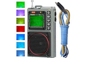 ZHIWHIS Shortwave Radio, Portable Weather Radios with 7 Backlight Colors and APP Control, AM FM VHF SW WB Receiver with Bluetooth, Radio Recording, 6 EQ Modes Rechargeable Flashlight SOS Alarm ZWS-787