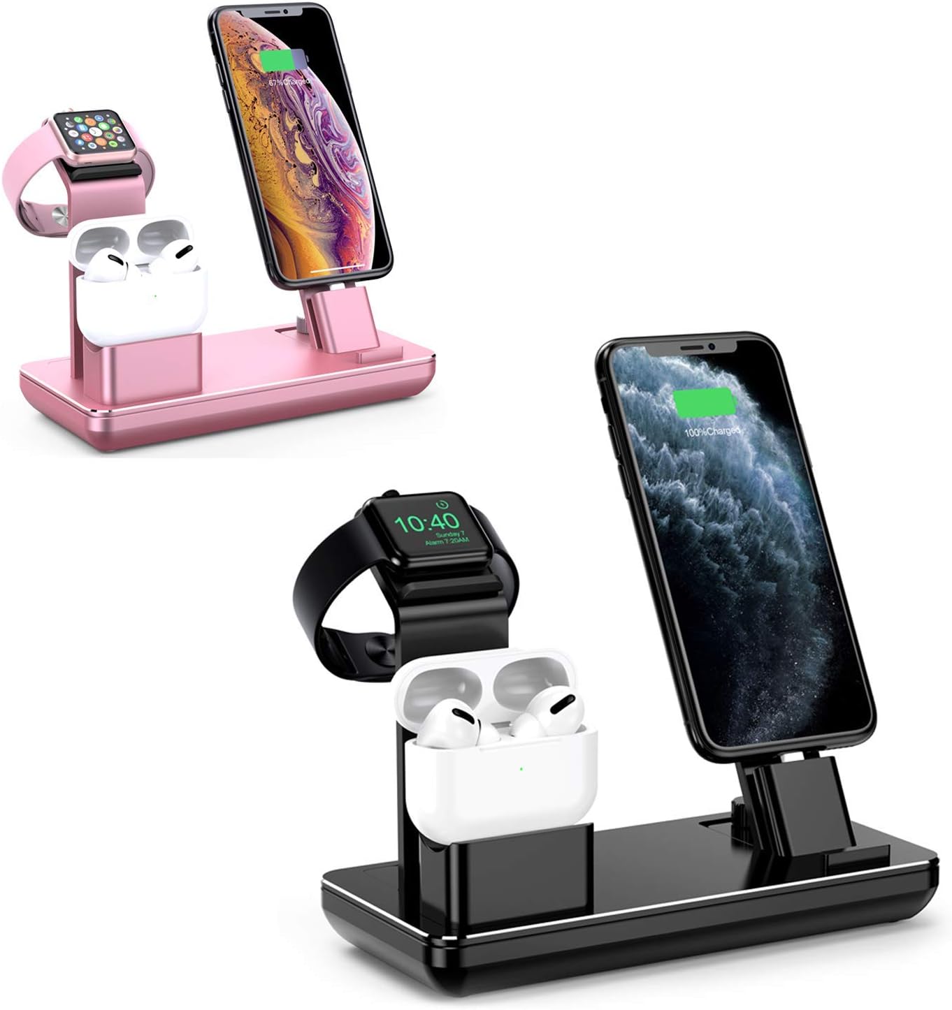 Apple Charging Station Black+Apple Charging Station Rose Gold