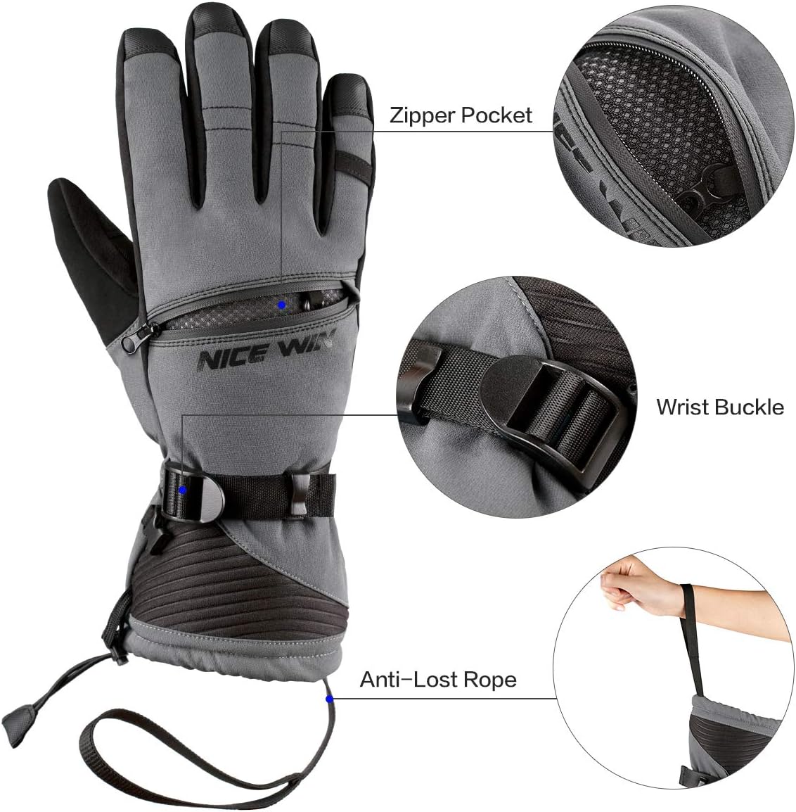 Cold Weather Warm Ski Gloves for Men Women Windproof Winter Gloves for Outdoor Sports Skiing Snowboarding Shovelling Snow S : Sports & Outdoors