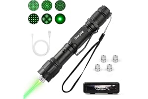 COWJAG High Power Green Laser Pointer, Tactical Long Range Laser, Rechargeable Laser Single-Press On/Off, Adjustable Focus Laser with Carrying Case