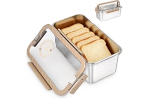 KHZSPP Stainless Steel Bread Box,Time Recording Bread Storage Container with Lid,Airtight Bread Keeper for Homemade Breads Fr