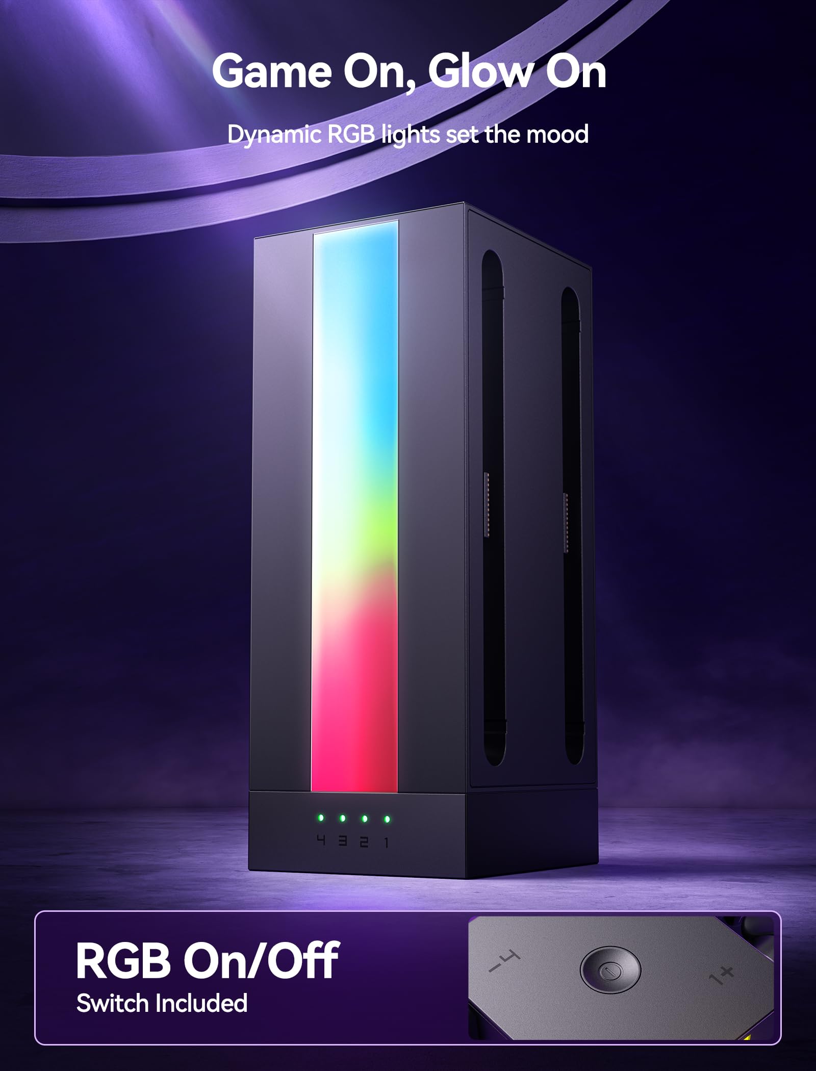 JSAUX EnergyFlow Ladestation für Nintendo Switch 2 JoyCon Controller, 4-in-1 Magnetische RGB-Ladestation mit LED-Anzeige, Switch 2 JoyCon Zubehör mit 1,5M USB C Kabel 3