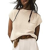 Himosyber Women's Solid Sleeveless Vest Mock Neck Cap Sleeve Knitwear Sweater Tops
