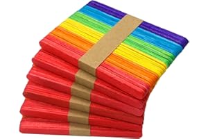 WISYOK 240 Pcs Colored Popsicle Sticks for Crafts, 4.5 Inch Wooden Ice Cream Sticks, Rainbow Colors, Great for DIY Creative Designs and Children Education