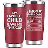 RAYSTAR Christmas Gifts for Mom from Daughter Son - My Favorite Child Gave Me This Cup - Mom Birthday Gifts, Mother Birthday for Wife Grandma - 20 Oz Tumbler