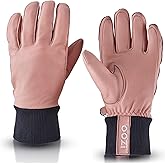 OOZi Leather Gloves for Men Women, Black, Waterproof Thermal Cold Weather Gloves for Driving Riding
